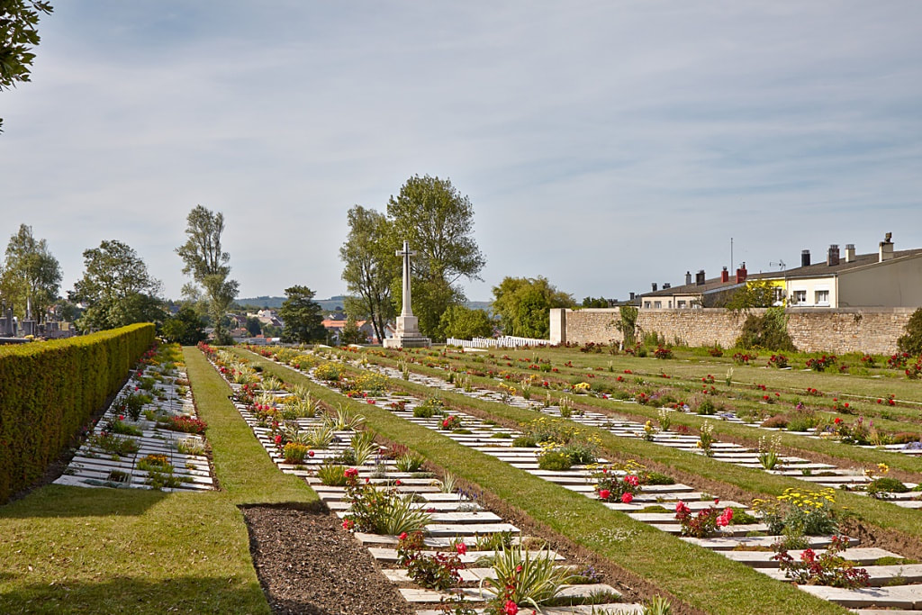 Rows of graves in a graveyard